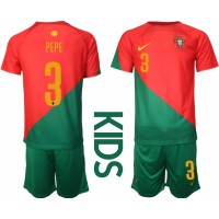 Dječji Nogometni Dres Portugal Pepe #3 Domaci SP 2022 Kratak Rukav (+ Kratke hlače)
